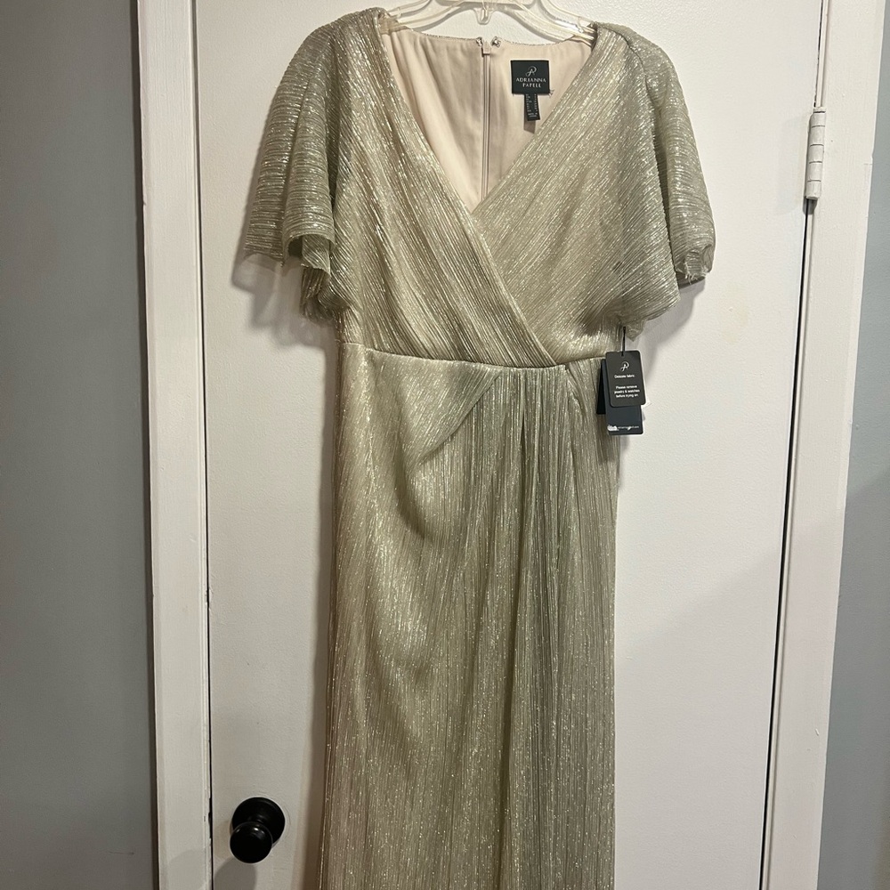 Adrianna Papell Shimmering Gold Maxi Dress